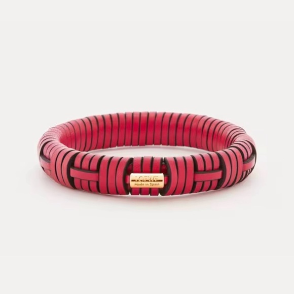 NEW AUTH LOEWE PAULA'S IBIZA INTERLOCK WOVEN LEATHER & GOLD ACCENT BANGLE - Picture 6 of 8